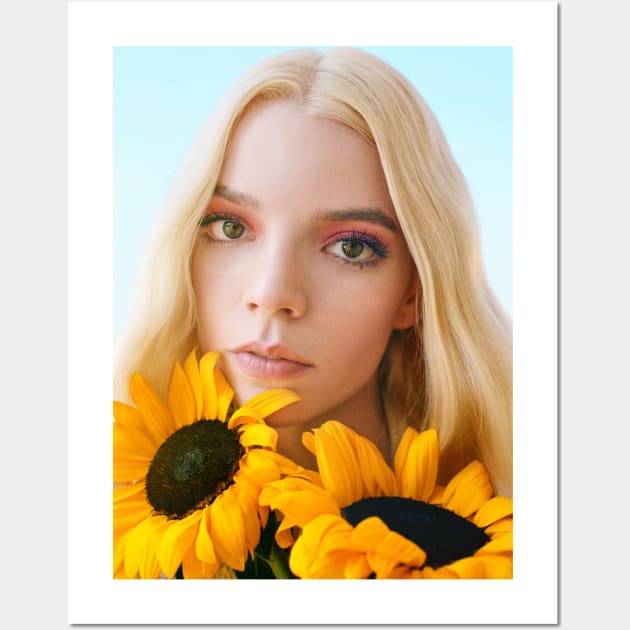 Anya Taylor-Joy featuring Sunflowers Wall Art by misswoodhouse